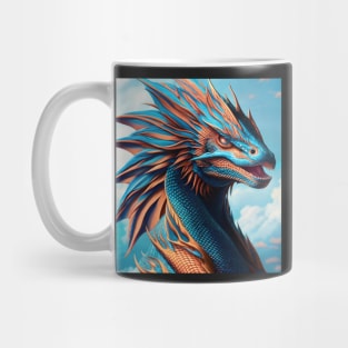 Ferocious Blue and Orange Frilled Dragon Mug